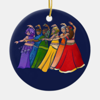 Rainbow Belly Dancer Art Belly Dance Troupe Ceramic Ornament