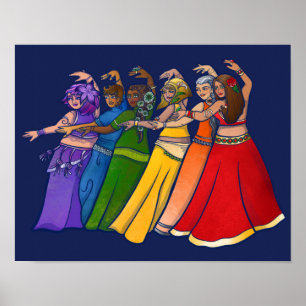 Rainbow Belly Dancer Art Belly Dance Troupe Poster