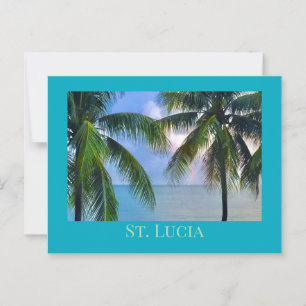 Rainbow Between Palm Trees /St. Lucia Postcard