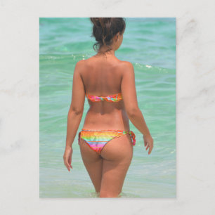 Rainbow Bikini Girl Photo Postcard
