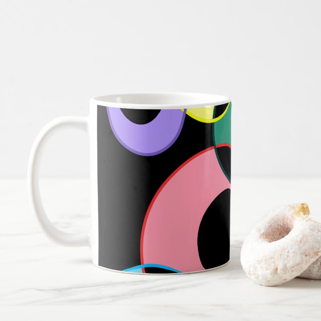 Rainbow Billiard Balls design Coffee Mug (With Donut)