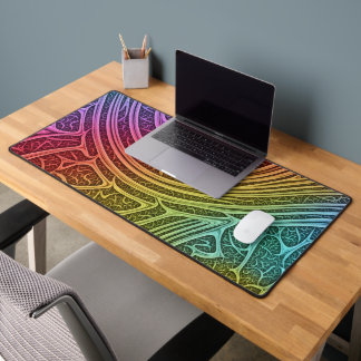 Rainbow Bio-Organic Fractal Neural Network Desk Mat