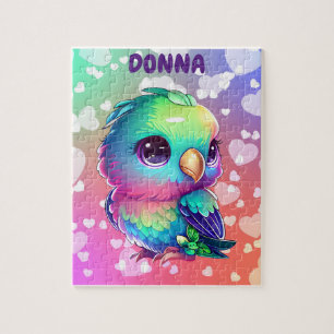 Rainbow bird & hearts jigsaw puzzle