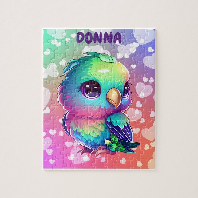 Rainbow bird & hearts  jigsaw puzzle (Vertical)