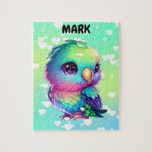 Rainbow bird & hearts jigsaw puzzle