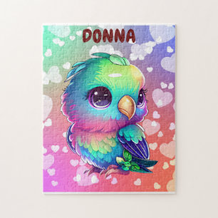 Rainbow bird & hearts jigsaw puzzle