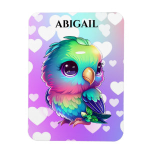 Rainbow Bird & Hearts   Magnet