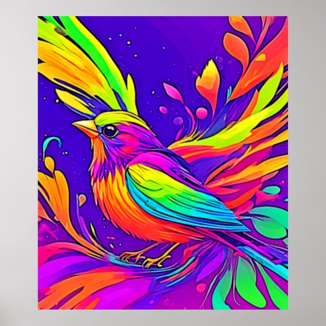 Rainbow Bird in Cartoon Land Poster (Front)