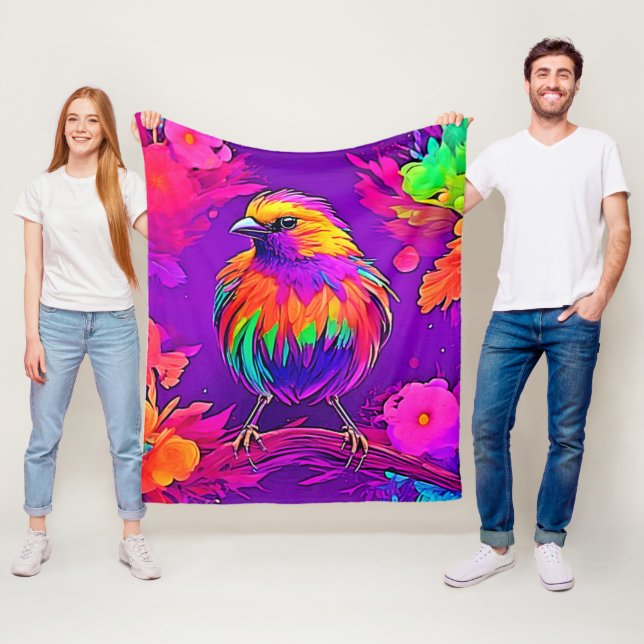 Rainbow Bird in Dreamland Fleece Blanket (In Situ)