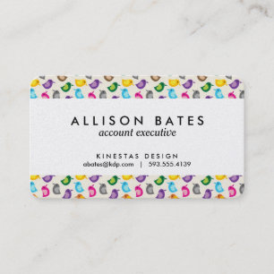 Rainbow Bird Print Girly Colourful Birdie Pattern Business Card