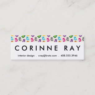 Rainbow Bird Print Girly Colourful Birdie Pattern Mini Business Card