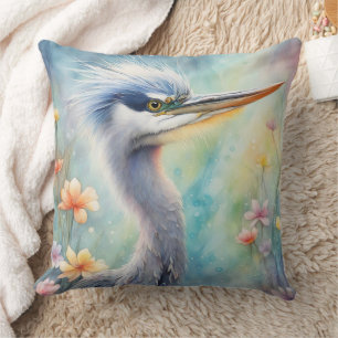 Rainbow Birds Blue Heron 1 Cushion
