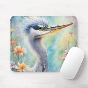 Rainbow Birds Blue Heron 1 Mouse Pad