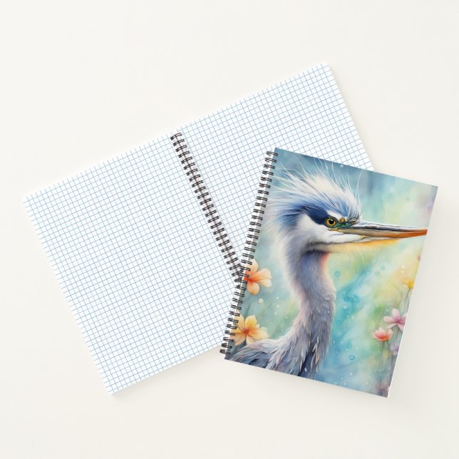 Rainbow Birds Blue Heron 1 Notebook (Inside)