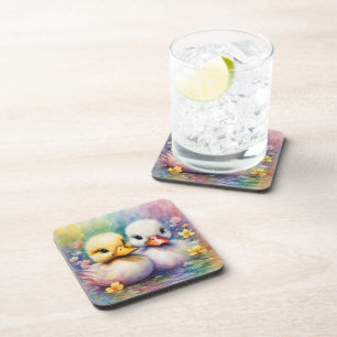 Rainbow Birds Duck 2 Coaster