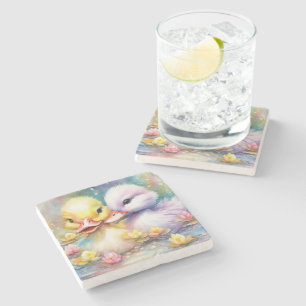 Rainbow Birds Duck 4 Stone Coaster