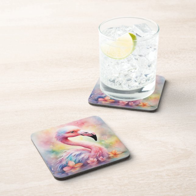 Rainbow Birds Flamingo 1 Coaster (Right Side)