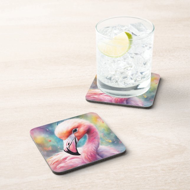 Rainbow Birds Flamingo 2 Coaster (Right Side)