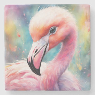 Rainbow Birds Flamingo 2 Stone Coaster