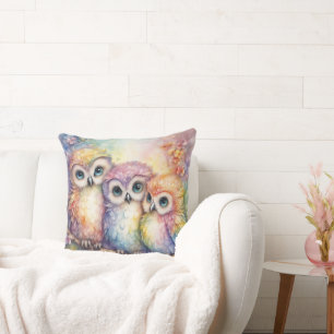 Rainbow Birds Owls 1 Cushion