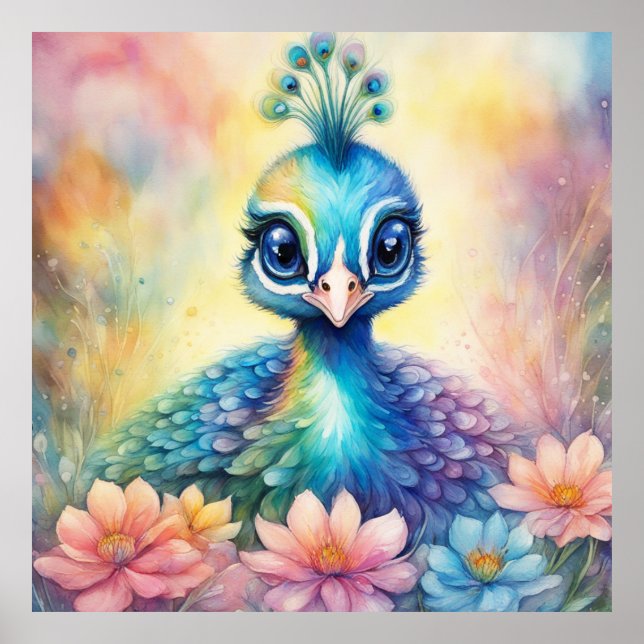 Rainbow Birds Peacock 1 Poster (Front)