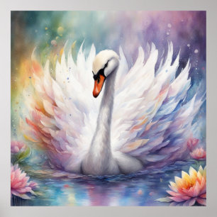 Rainbow Birds Swan 1 Poster