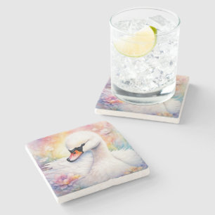 Rainbow Birds Swan 3 Stone Coaster