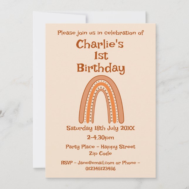 Rainbow Birthday Age Invitation (Front)