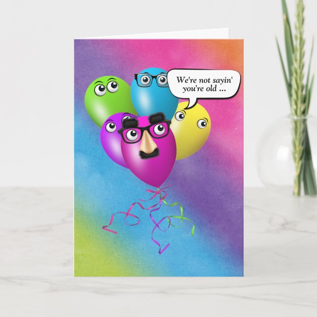 Rainbow Birthday Balloons Humour From Group Card (Front)