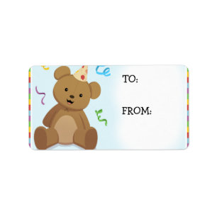 Rainbow Birthday Bear Labels