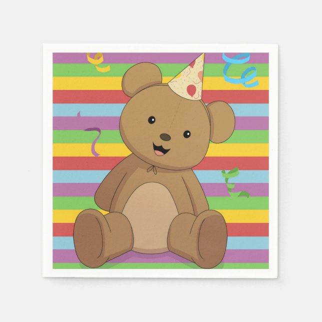 Rainbow Birthday Bear Napkins (Front)