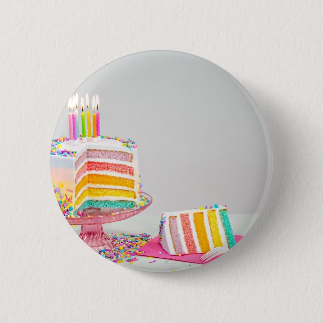rainbow Birthday Cake 6 Cm Round Badge (Front)