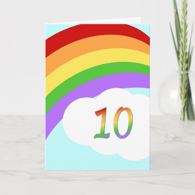 Rainbow Birthday Card For 10 Year Old (Front)