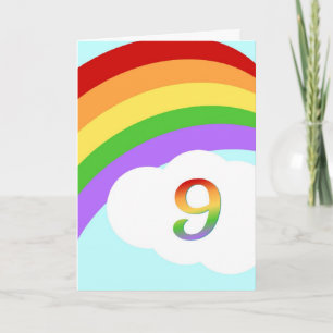 Rainbow Birthday Card For 9 Year Old