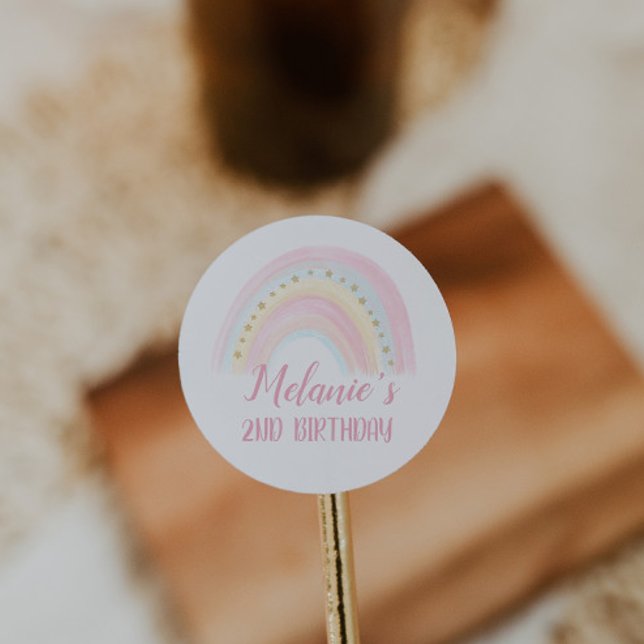 Rainbow Birthday Classic Round Sticker (Creator Uploaded)