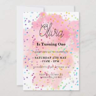 Rainbow Birthday Colourful Watercolor Invitation