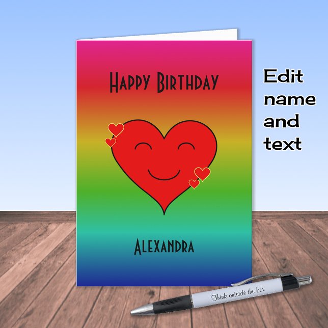 Rainbow birthday custom text card (Creator Uploaded)