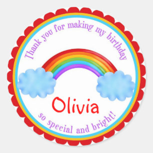 Rainbow Birthday Favour stickers