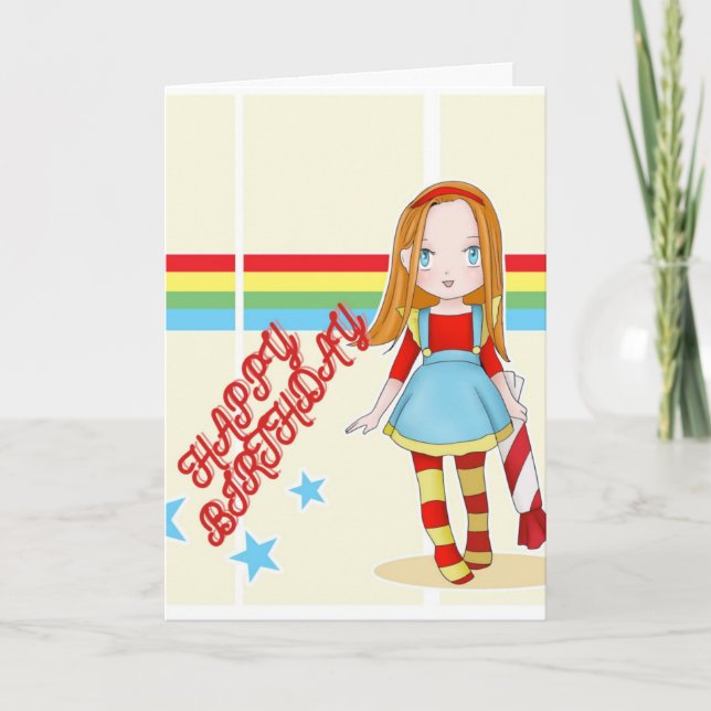 RAINBOW BIRTHDAY GIRL CARD (Front)