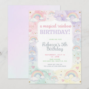 Rainbow Birthday Girls Rainbow Party Invitation