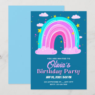 rainbow birthday  invitation