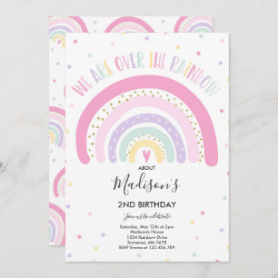 Rainbow Birthday Invitation Pastel Rainbow Party