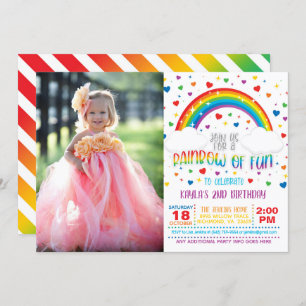 Rainbow Birthday Invitation with Photo 