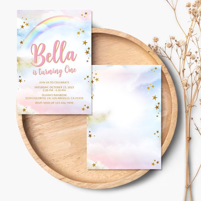 Rainbow Birthday Invite Pastel Colourful Magical (Creator Uploaded)
