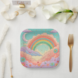 rainbow Birthday or Shower  Paper Plate