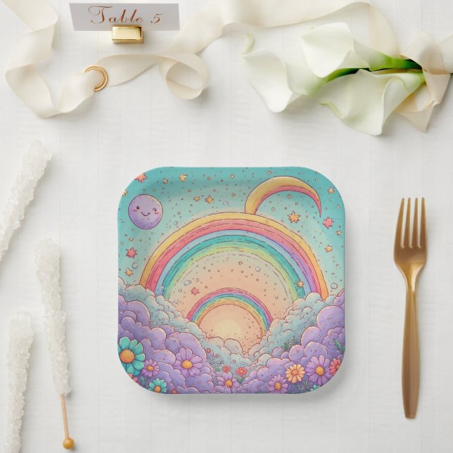 rainbow Birthday or Shower  Paper Plate (Wedding)
