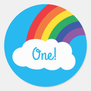 Rainbow Birthday Party Classic Round Sticker