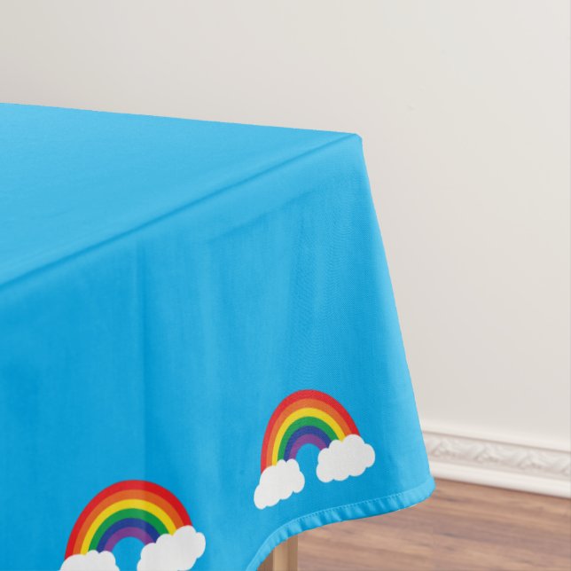 Rainbow Birthday Party Cute Kids Tablecloth (In Situ)