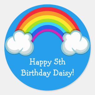 Rainbow Birthday Party Favour Sticker