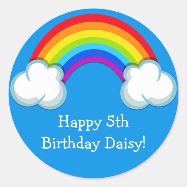 Rainbow Birthday Party Favour Sticker (Front)